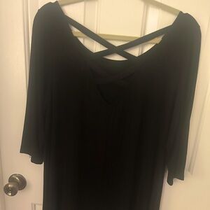 Sky Black Top with Crisscross Back